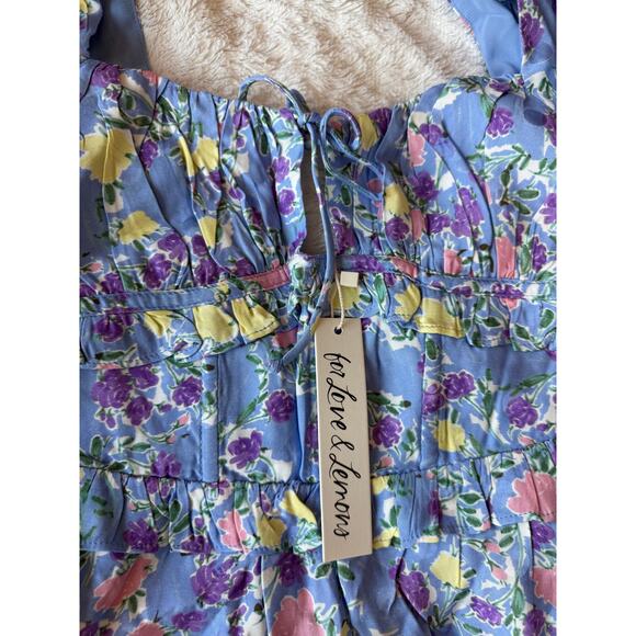 For Love & Lemons NWT Charlene Periwinkle Floral Mini Dress sz XS - Picture 6 of 14